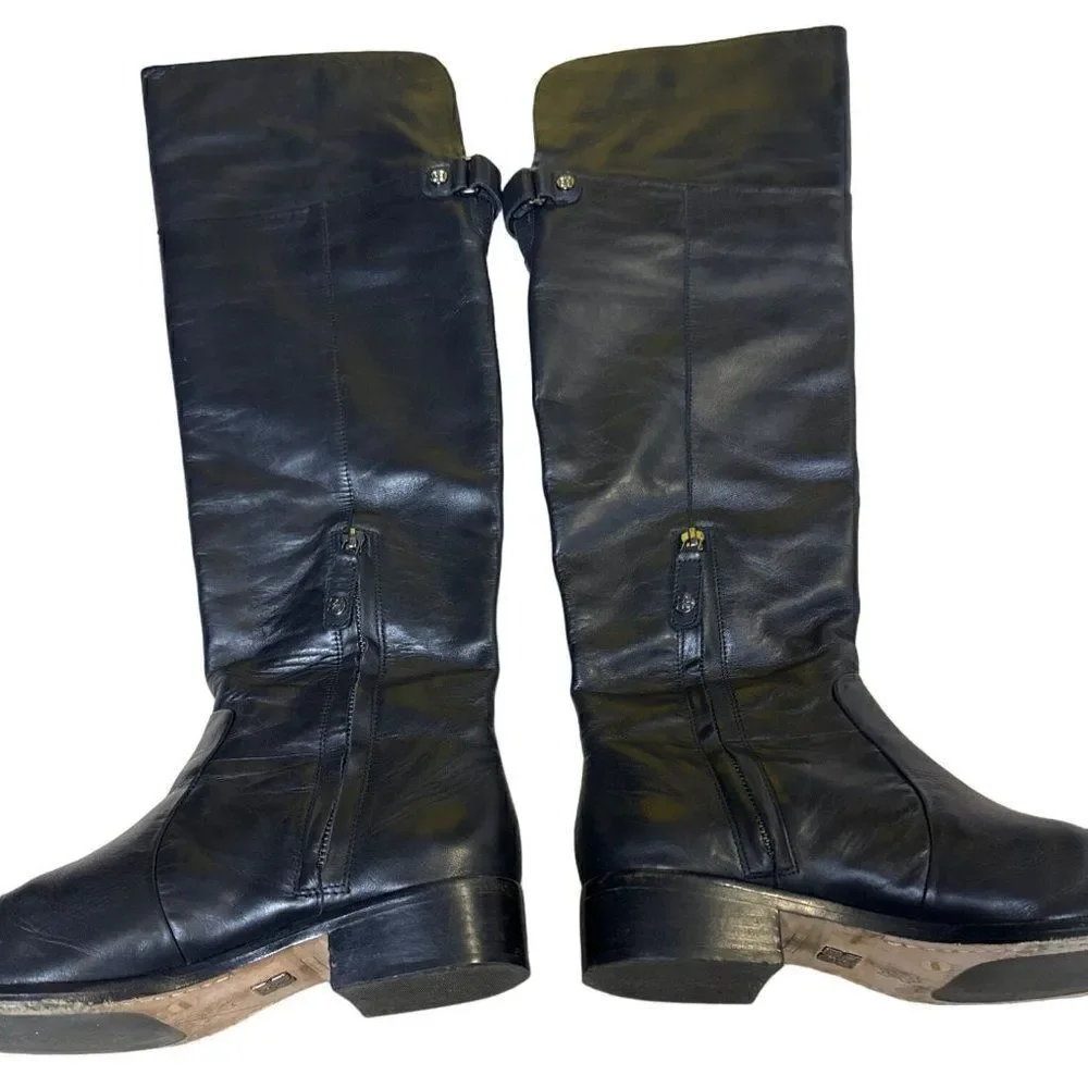 BCBG MAXAZRIA Black Leather Over the knee boots